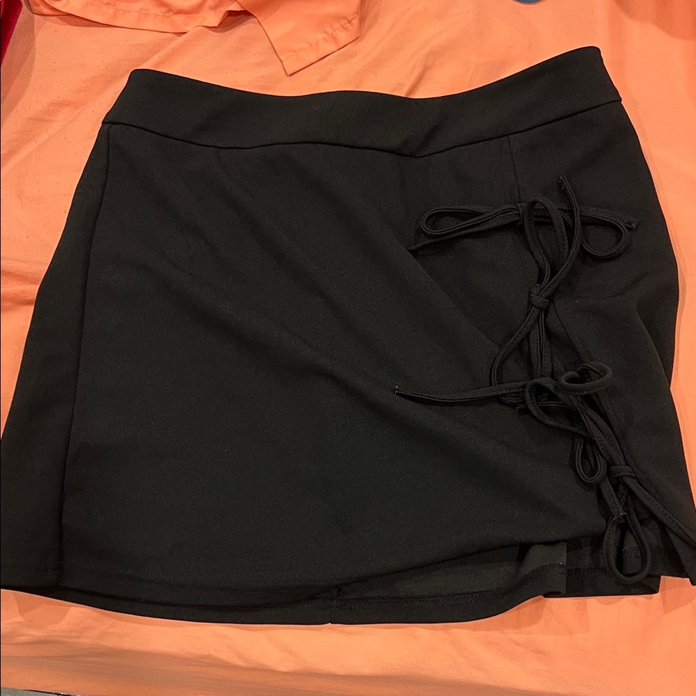 Black Skirt with bows on side and split